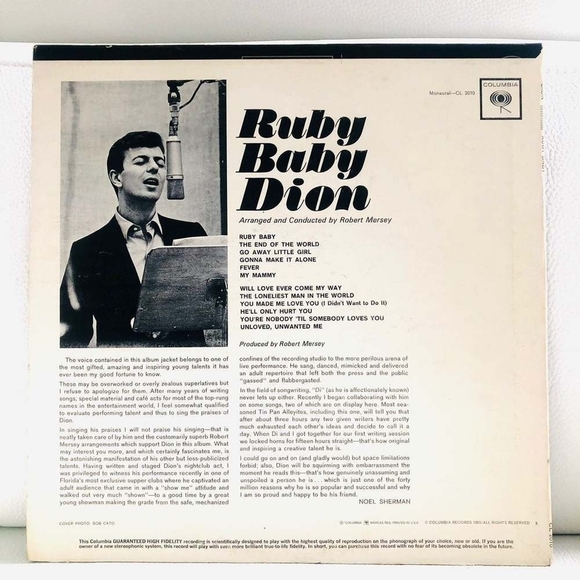 LP Dion - Ruby Baby Vinyl Record - Picture 2 of 2